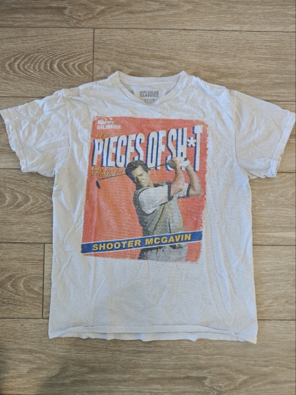 White Graphic 'Pieces of Sh*t' Shooter McGavin Tee Size medium